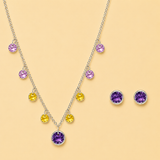925 Silver Multicolor Crystal Necklace Set Women