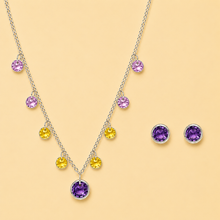 925 Silver Multicolor Crystal Necklace Set Women