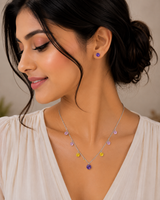 925 Silver Multicolor Crystal Necklace Set Women