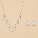 925 Silver Disc Charm Necklace Set for Women