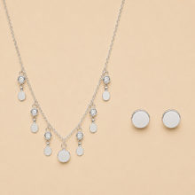 925 Silver Disc Charm Necklace Set for Women