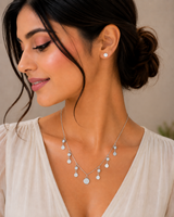 925 Silver Disc Charm Necklace Set for Women