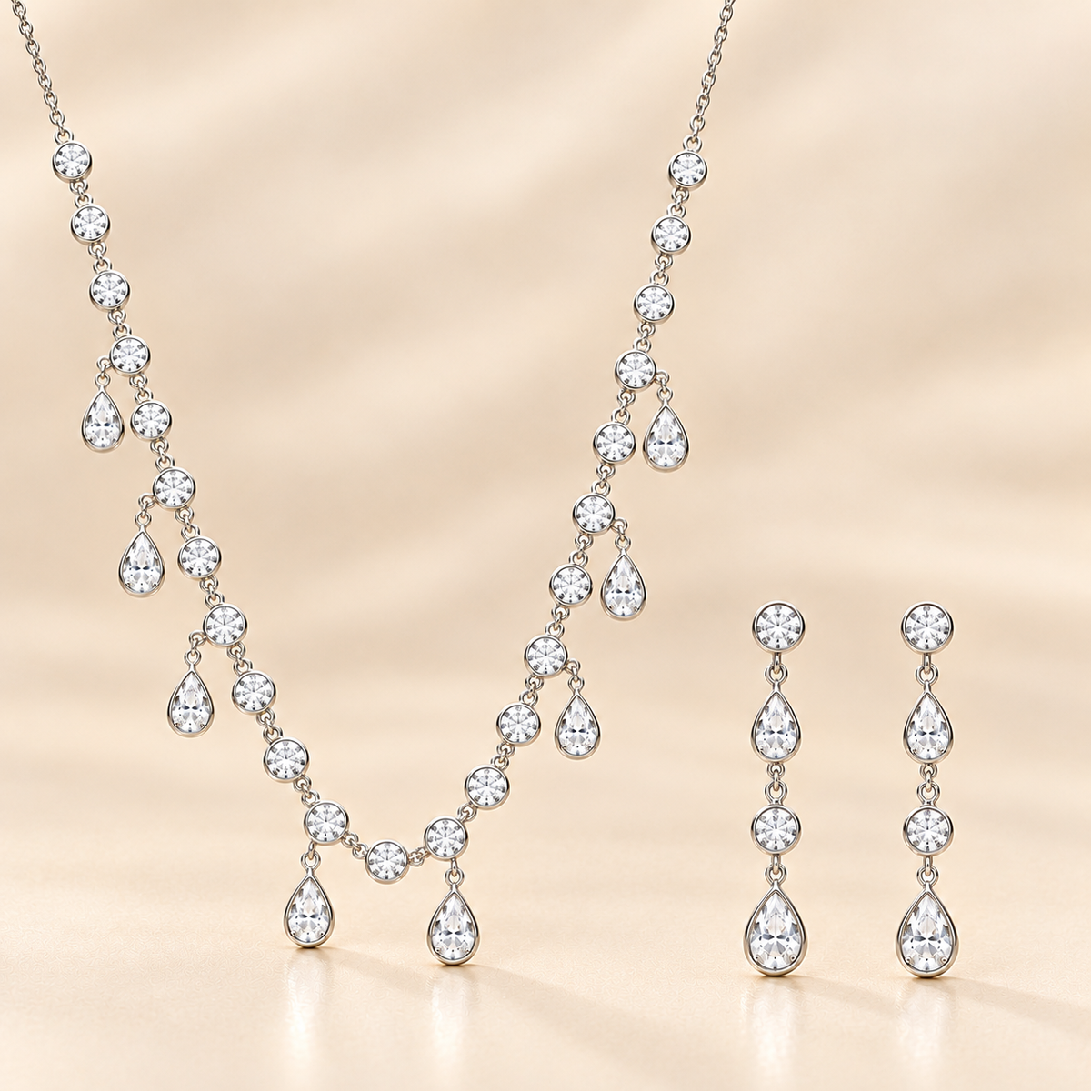 Silver Elira Necklace in Flowing Sparkle