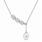 Silver pendant with diamonds and pearl