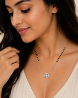 Silver Noir halo Mangalsutra Pendant