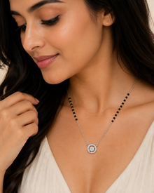 Silver Noir halo Mangalsutra Pendant