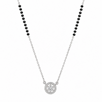 Silver Noir halo Mangalsutra Pendant