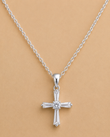 Cross patterned women`s Pendant in silver