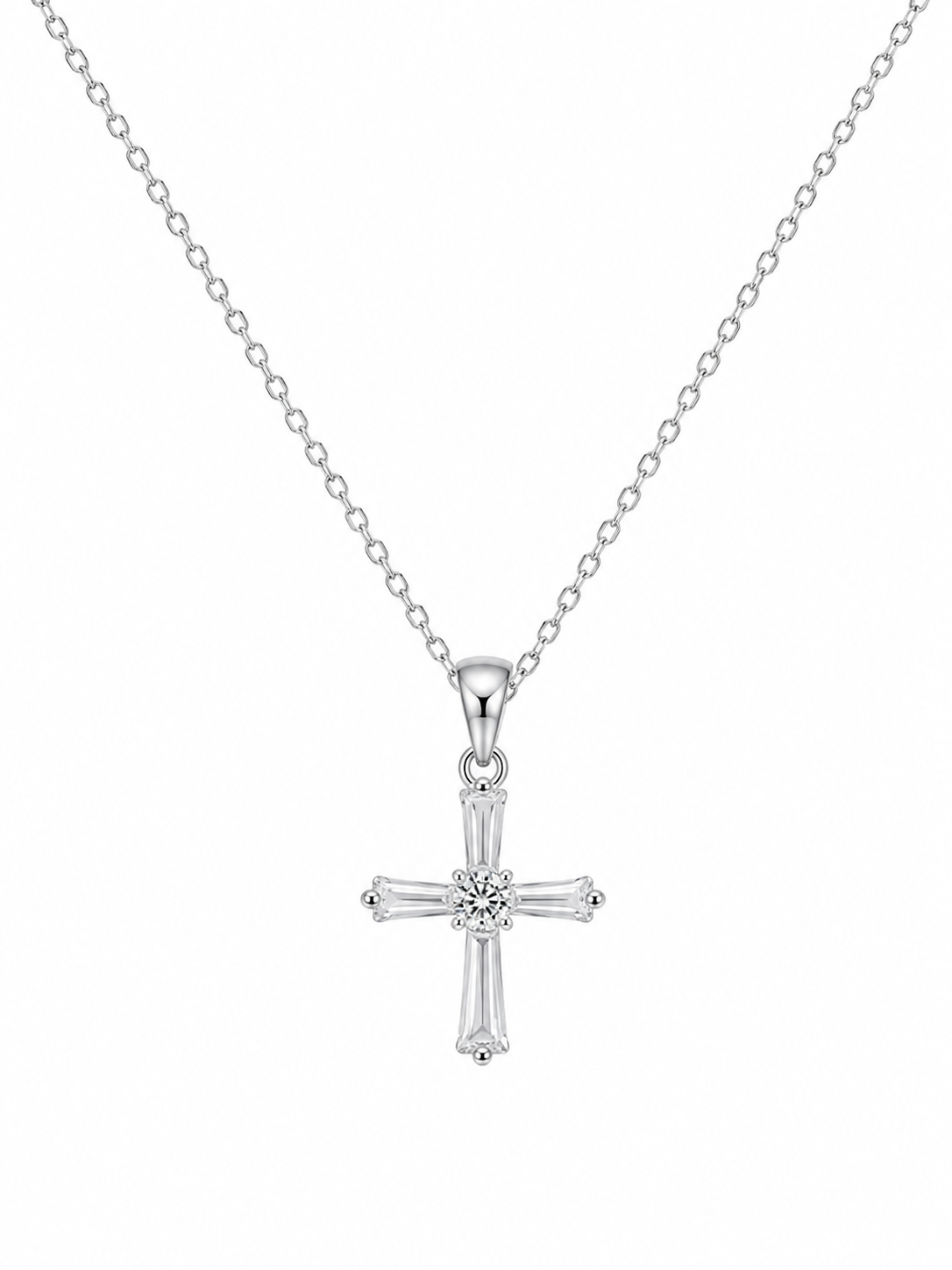 Cross patterned women`s Pendant in silver