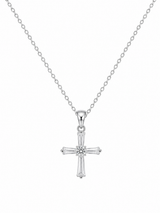 Cross patterned women`s Pendant in silver