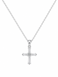 Cross patterned women`s Pendant in silver