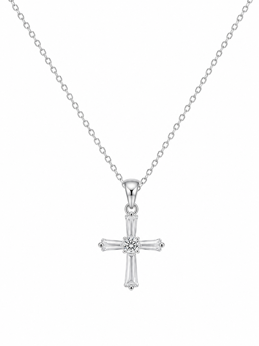 Cross patterned women`s Pendant in silver