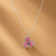 Pink flower shaped Pendant in silver