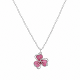Pink flower shaped Pendant in silver