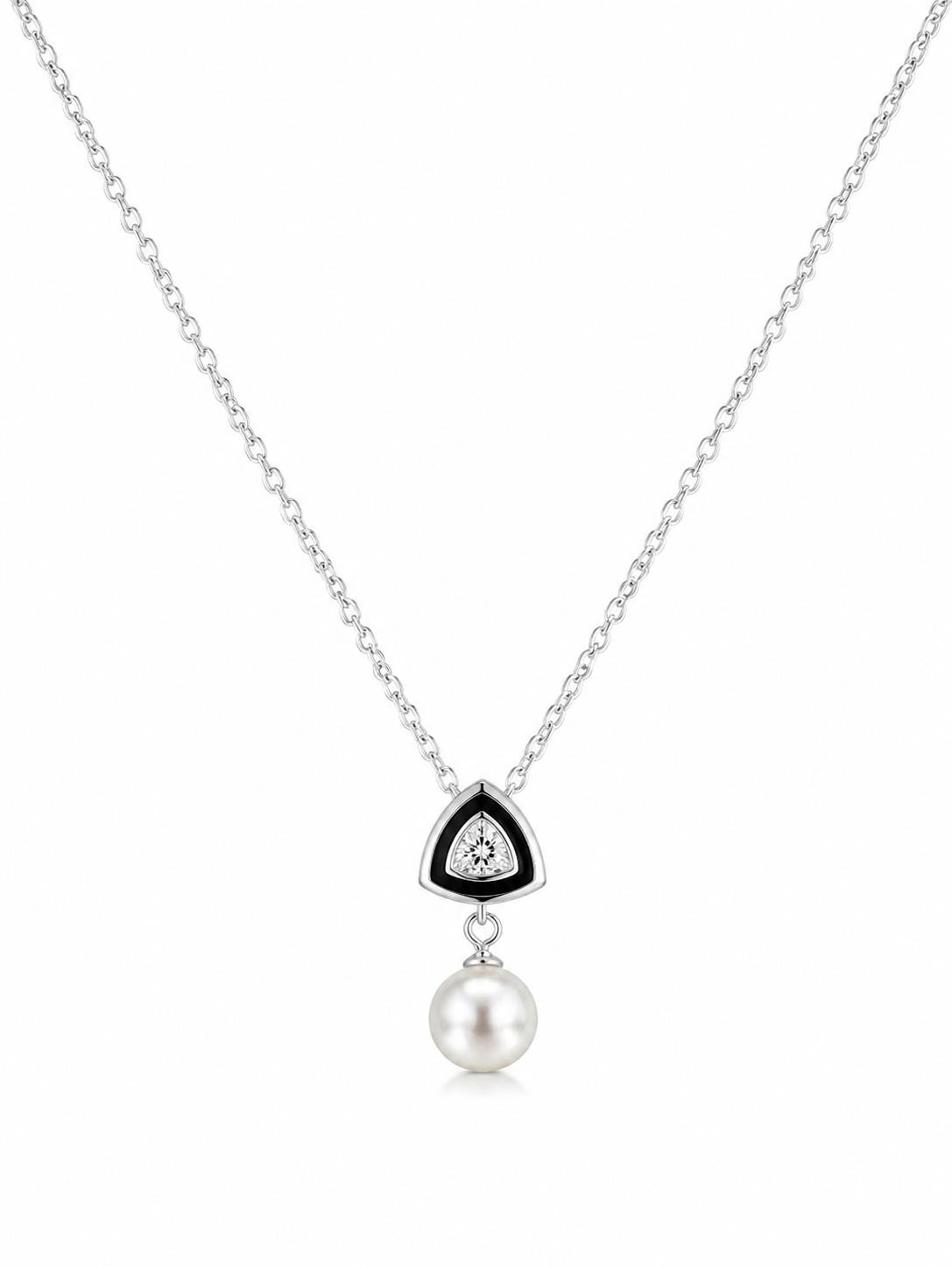 Pearl drop pendant with black triangle