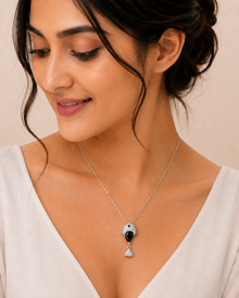 Silver-black fish shaped Pendant