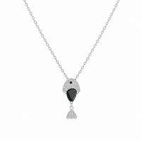 Silver-black fish shaped Pendant