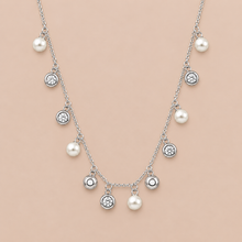 925 Silver Pearl & Crystal Charm Necklace for Women