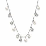 925 Silver Pearl & Crystal Charm Necklace for Women
