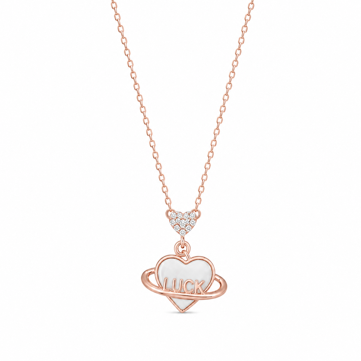 Heart patterned women`s pendant in rose gold