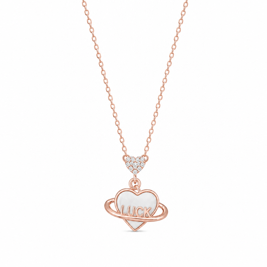 Heart patterned women`s pendant in rose gold