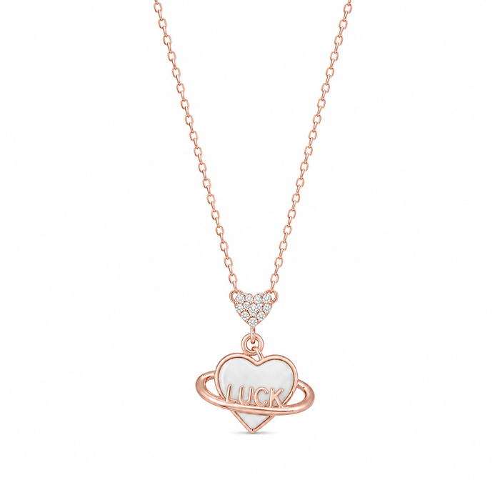 Heart patterned women`s pendant in rose gold
