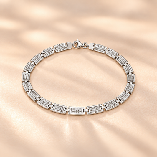 Silver Recta Link Men`s Bracelet