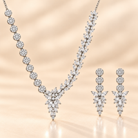 Silver Floral Crystal Necklace Set for Women