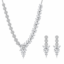 Silver Floral Crystal Necklace Set for Women
