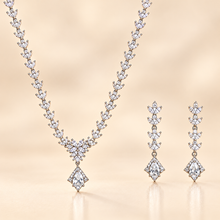 Silver Diamond Leaf Cascade Set