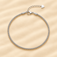 Classic silver charmed anklet in silver