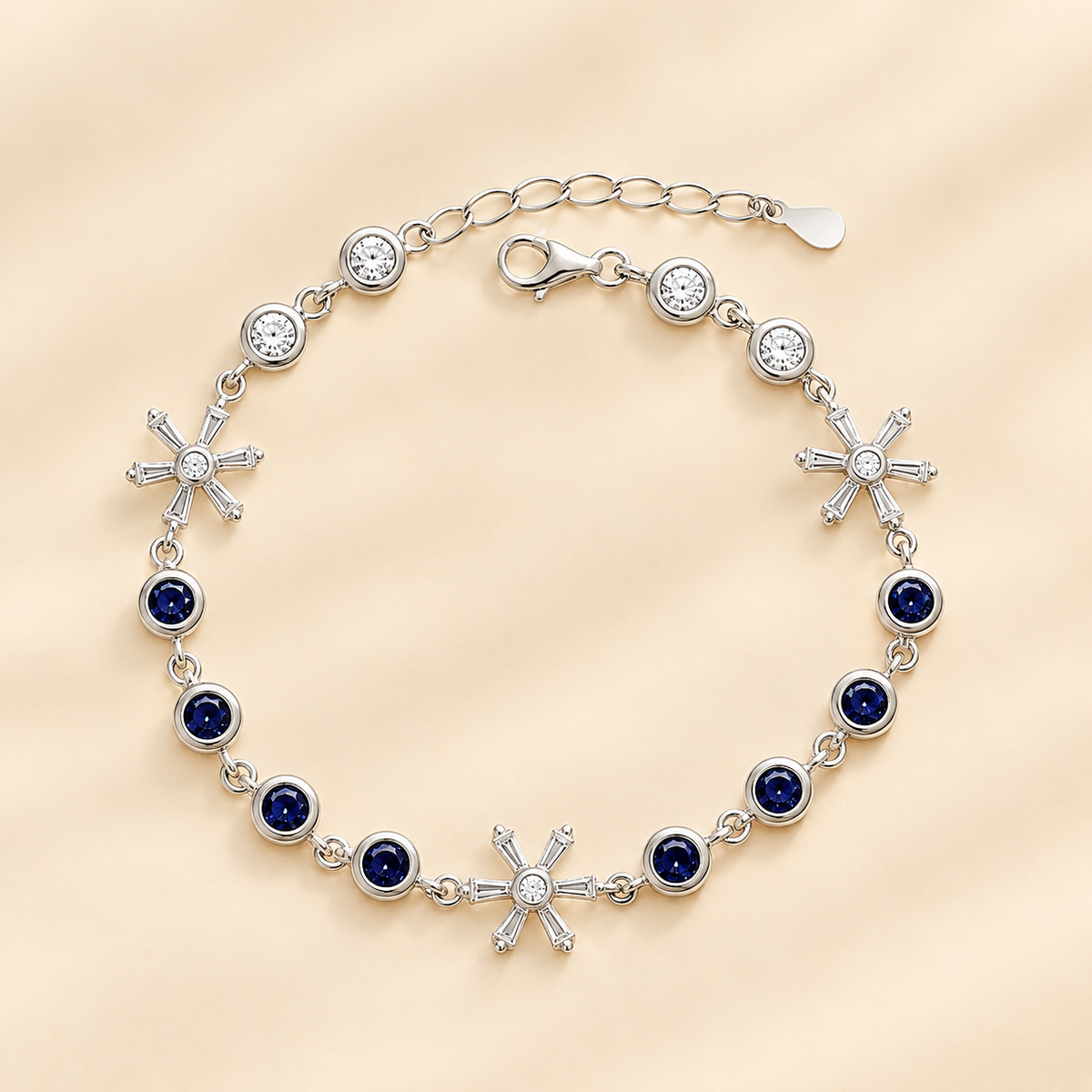 Blue Heart link Charm Anklet