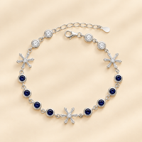 Blue Heart link Charm Anklet