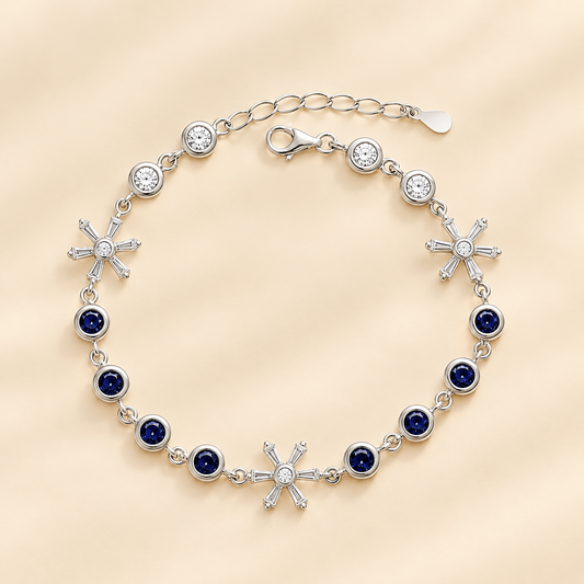 Blue Heart link Charm Anklet