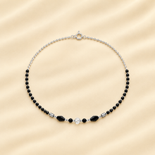Silver Black beads women`s Anklet
