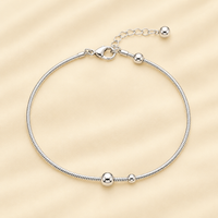 Silver Minimalist Bead Women`s Anklet