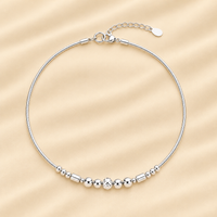 Centre beaded Women`s Anklet in silver