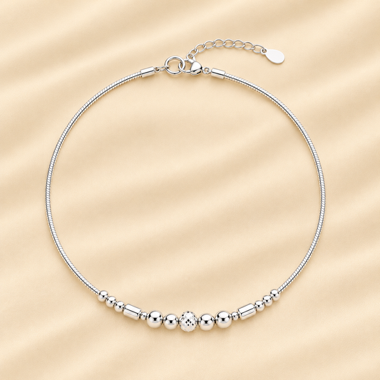 Centre beaded Women`s Anklet in silver