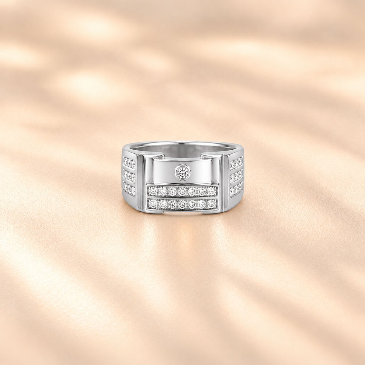 Axis Diamond Men`s Ring in Silver