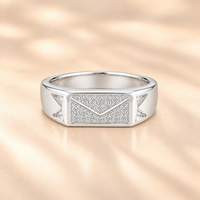 Silver Rectangular Spark Men`s ring