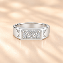 Silver Rectangular Spark Men`s ring