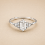 Silver Elongated Diamond Ring