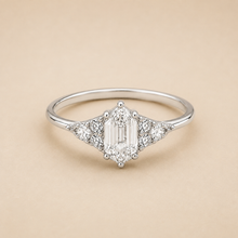 Silver Elongated Diamond Ring