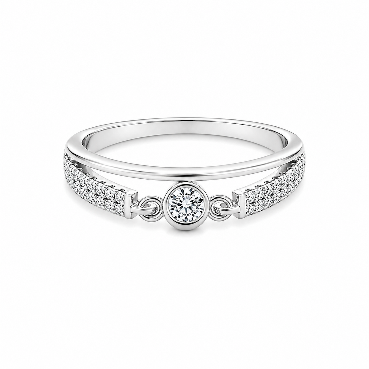 Bezel Brilliance Women`s Ring in Silver