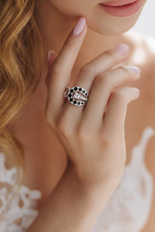 Midnight radiance ring in silver