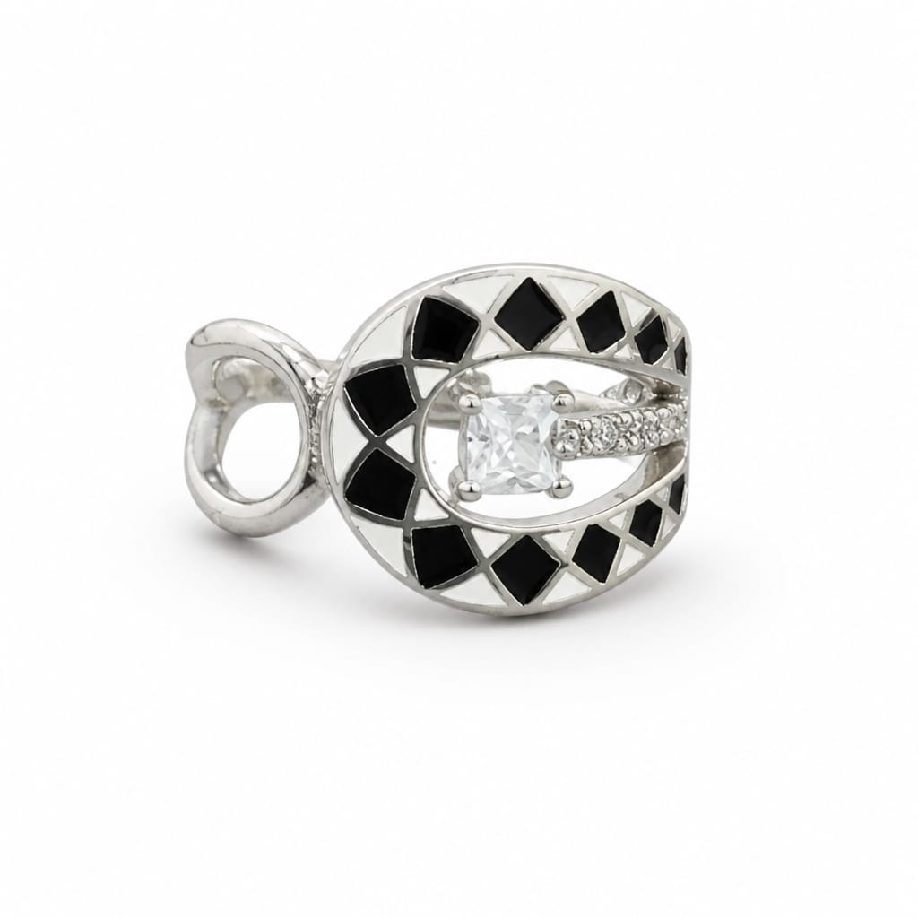 Midnight radiance ring in silver