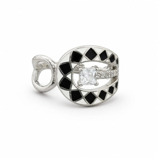 Midnight radiance ring in silver