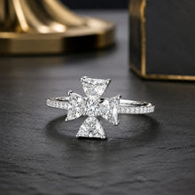 Silver Radiant Cross Women`s Ring