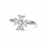 Silver Radiant Cross Women`s Ring