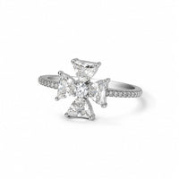 Silver Radiant Cross Women`s Ring
